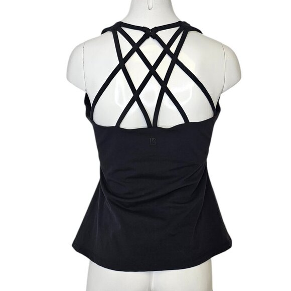 Buffbunny Collection Womens Strappy Back, Square Neck Tank Top, Black, L - Picture 2 of 7